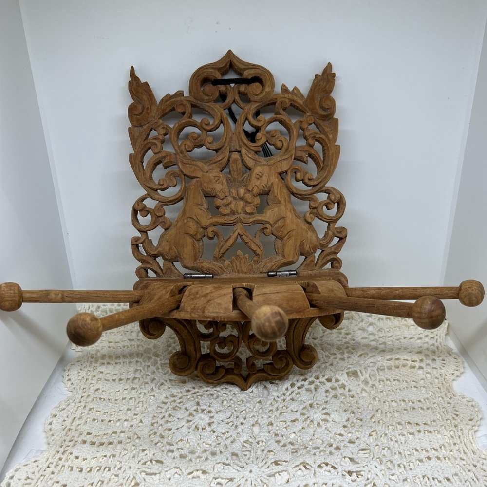 Handcrafted vintage/antique wood carved hanger